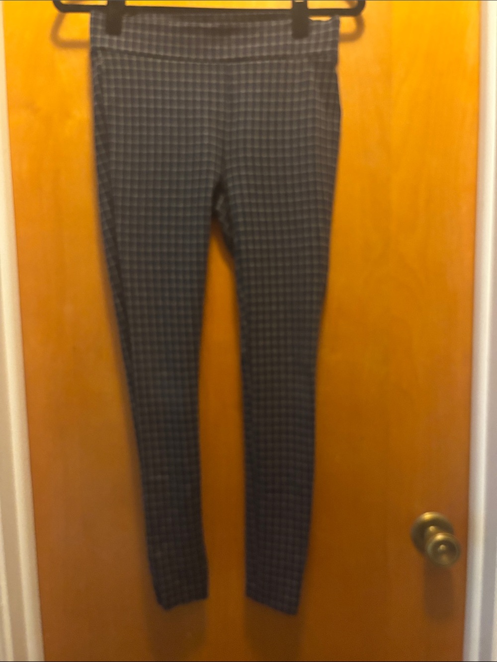 LOFT Black Blue and Gray Checkered Ankle Pants